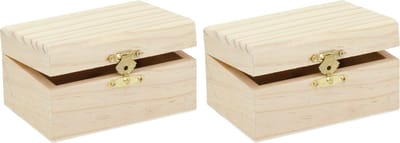 4x stuks klein houten kistje rechthoek 11.5 x 8 x 6 cm - Hobby/knutselen mini kistjes
