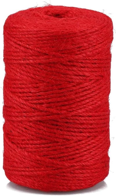 100m Jute Touw 2mm Jute Koord 3-laags Decoratief Koord Perfect voor DIY Kunst en Tuinieren, Rood en Sterk