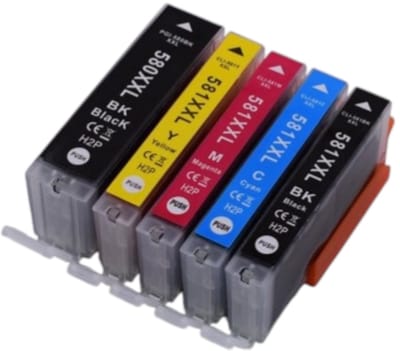 KATRIZ® Huismerk Inkt PGI-580XXL / CLI-581XXL – 5 Stuks – Compatible voor Canon PIXMA TS8350 / TR8550 / TS6250 / TS8150 / TS705 – Extra Hoge Capaciteit – Alternatief voor Canon Cartridges