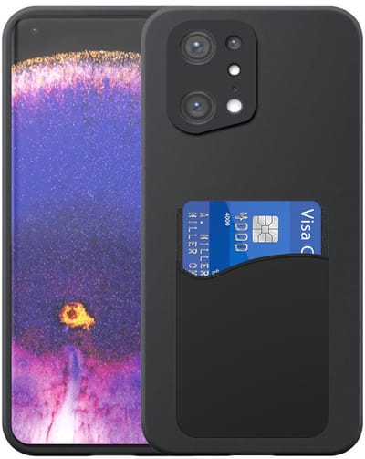 Geschikt voor Oppo Find X5 Telefoonhoesje met Siliconen Pasjeshouder - Flexible Back Cover Case Siliconen TPU with Silicone Cardslot - Zwart - Smartphonica geschikt voor Oppo Find X5