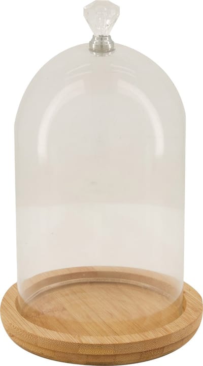 Dijk Natural Collections stolp - glas - houten bruin plateau - D19,3 x H28 cm