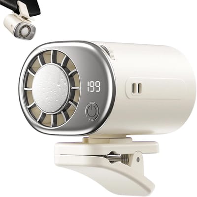 VHV-Car Clip on Ventilator Wit - 199 Snelheden Auto Ventilator met LED Display - 360° Roterende Airconditioning Fan - Draagbare Koeling voor Auto Vrachtwagen en Kantoor - Compacte USB Fan