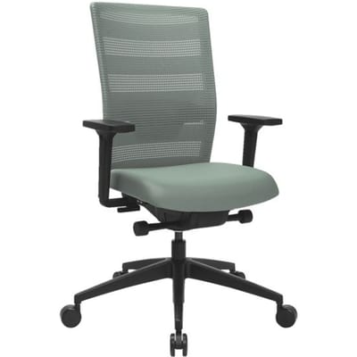Topstar Sitness AirWork bureaustoel, met armleuningen, 3D autosynchroon mechanisme, voorgevormde zitting, netrugleuning, mint/zwart