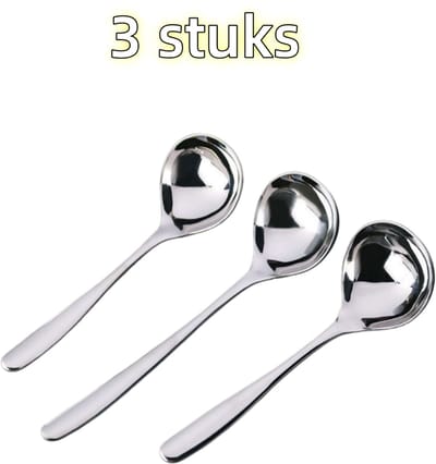 3-delige set - Soeplepel - Lepel - Roestvrij staal - Verdikt - Soeplepel met brede kop - Geschikt voor stoofpotten, soepen en keukengerei - 19,5 cm * 5,9 cm Zilver