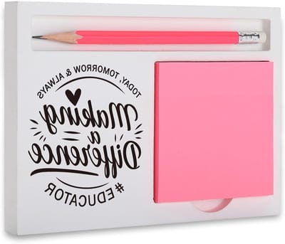 Bedankjes voor opvoeders, inspirerende bureau-organizer met "Making a Difference" bericht voor lerarenwaardering erkenning pensioen terug naar school afscheid, witte notitieblokhouder MT21