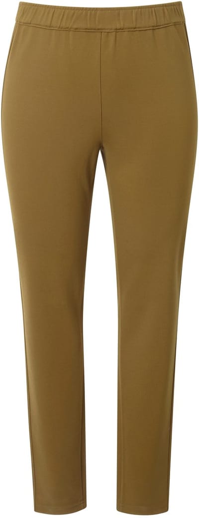 Ulla Popken - Dames - Punto-broek Sienna smalle pijp elastische tailleband - Olijfgroen - Maat 42