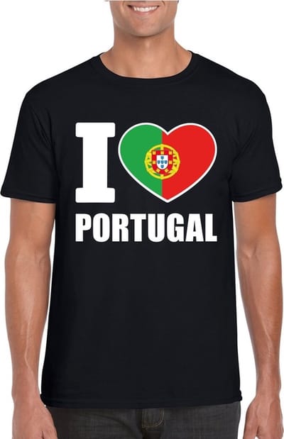I love Portugal supporters t-shirt - zwart - voor heren - korte mouwen - kleding S