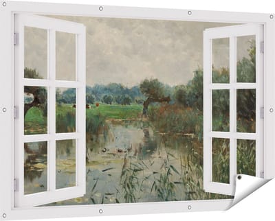 Gards Tuinposter Doorkijk In de Uiterwaarden van de IJssel - Willem Roelofs - 150x100 cm - Tuindoek - Tuindecoratie - Wanddecoratie buiten - Tuinschilderij