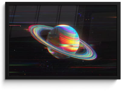 Poster in lijst - Fotolijst 60x40 cm - Posters - Planeet - Cirkel - Kleurrijk - Posterlijst zwart - Decoratie - Wanddecoratie woonkamer - Muurdecoratie slaapkamer