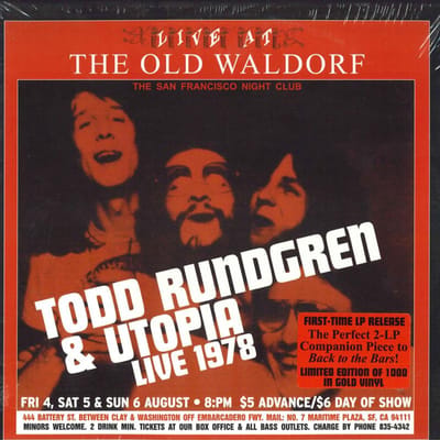 LP Plaat TODD RUNDGREN & UTOPIA - Live At The Old Waldorf RGM0505 Real Gone Music 2016 VS Rock black