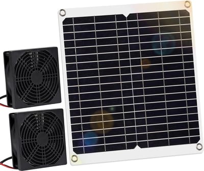 Ventilator op zonne-energie 12 W zonnepaneel ventilator met DC dubbele ventilator - voor kleine kippenhokken kassen schuren - huisdierhuizen raamuitlaat