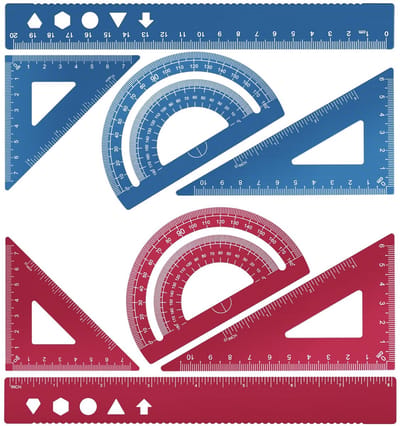 Dailygoods- Geometrieset 8-delig - Aluminium Legering - Meetlat 20 cm - Geodriehoek - Protractor - Lichtgewicht en Duurzaam