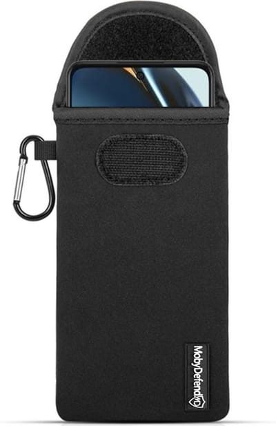 MobyDefend Hoesje - Geschikt voor OnePlus Nord CE 3 Lite - Neopreen Pouch Met Karabijnhaak - Insteek - Riemlus - Zwart