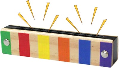 Houten Mondharmonica - Muziek Speelgoed - Muziek Leren - Dubbele Rij 16 Gaten - 13.5 cm - Veelkleurig