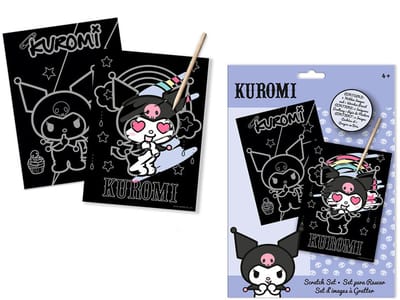 Hello Kitty & Kuromi Scratch Art Kit – Krabbelset 21 × 29 cm – Creatief Teken & Kras - Hobby, Tekenen, Knutselen