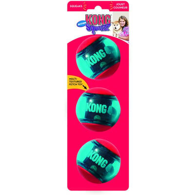 KONG Dog Toy Squeezz Action Ball Red Medium (3-Pack)
