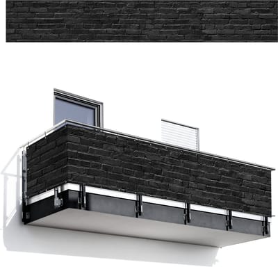 Balkonscherm 500x75 cm - Balkonposter Steenlook - Bakstenen - Grijs - Balkon scherm decoratie - Balkonschermen - Balkondoek zonnescherm