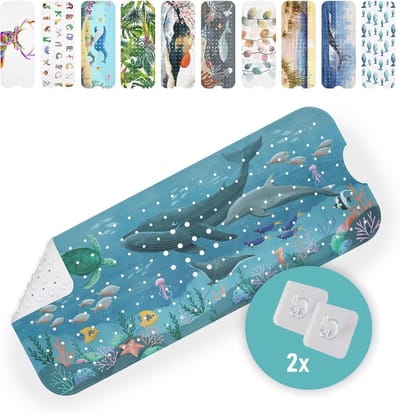 Antislip badmat 100 x 40 cm | Onderwater design | Schimmelbestendig | Machinewasbaar | Veilig voor kinderen en senioren
