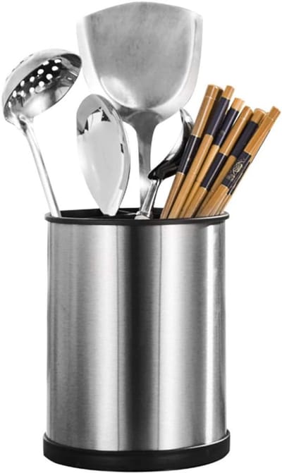 Daity Keukengereiorganizer – 360° draaibare houder voor keukengerei – 18,5 × 14 cm – Roestvrij staal – Organizer voor op het aanrecht – Geschikt voor bestek, lepels, spatels en keukengerei