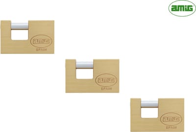 AMIG Gelijksluitende Hangsloten 3 Stuks - Ø12mm / 75x48mm Sloten Set - Corrosiebestendige Beugel - Massief Messing Constructie - Eén Sleutel voor Alle Sloten
