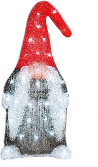 Kerstverlichting Led figuren voor buiten gnome/dwerg 19 x 22 x 44 cm met 60 lampjes helder wit - Verlichte figuren - sneeuwpoppen