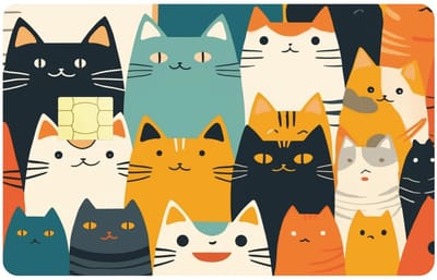 Dailygoody - Kattenvormige sticker - Personaliseerbaar - Slank ontwerp - Waterdicht - Bankbescherming - Voor transportkaarten - 18,6 x 13,7 cm