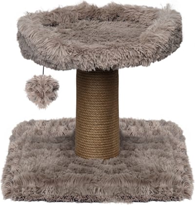 Topmast Krabpaal Fluffy Carasco - Beige - 39 x 39 x 40 cm - Made in EU - Krabpaal voor Katten - Met Kattenmand - Sterk Sisal Touw