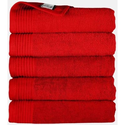 The One Towelling Handdoek - 50x100 cm - 5 stuks - Hotelkwaliteit - 450 g/m² - 100% Gekamd katoen - Rood