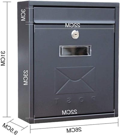 Wandbrievenbus Pakketbrievenbus - Brievenbus met slot - Post veilig ontvangen - Gegalvaniseerd metaal - L26cm x B95cm x H31cm - Zwart