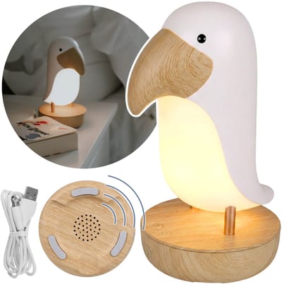 Mary's LED-nachtlampje witte toekan, lamp voor in de kamer met Bluetooth-luidspreker, USB warm licht