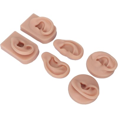 3 Paar Siliconen Oormodel Zacht Flexibel Simulatie Menselijk Oormodel voor Piercing Oefening Sieraden