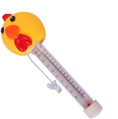 Drijvende Thermometer - Zwembadmeter Vijver - Water Temperatuur - Schattig Kuiken Design - 24 cm Lengte - Geel