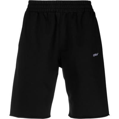 Gebroken witte zwarte sweatshort met krabbelontwerp