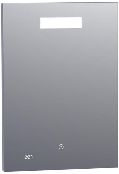 Brauer Quartz Spiegel - Rechthoekig - 50 cm - met Directe LED-Verlichting - Dimbaar - met Touchbediening - met Klok