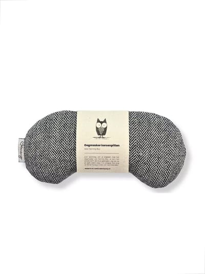 Oogmasker warmtekussen - Grijs gestreept - Duurzaam cadeau - Kersenpitten - Meditatiekussen - Oogkussen - Yoga - Meditatie - Ontspanning - Migraine