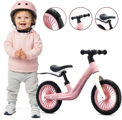 sun baby Loopfiets voor Kinderen Sport - 2 jaar, max. 30 kg, Loopfietsen, nylon frame, EVA-wielen, verstelbaar zadel en stuur - Roze