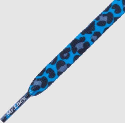 10 mm x 130 cm Prints Plat Luipaard Blauw - Mr.Lacy feestelijke schoenveters