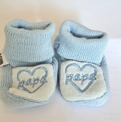 Baby Slofjes - I Love Papa - Blauw - 0-6 maanden - Baby Jongens Sloffen - Kraam Cadeau - Eerste baby schoentjes