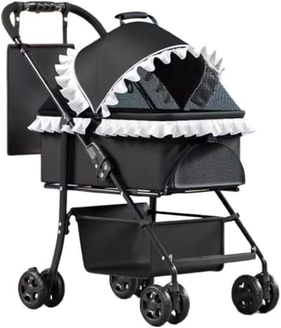 Huisdier Kinderwagen - Hondenbuggy Kattenwagen - Comfortabel Reizen - 3-in-1 Veelzijdig - Tot 25 kg - Zwart