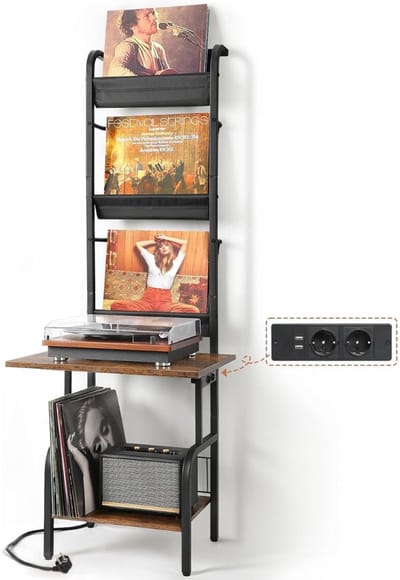 MKSS® Platenspeler Meubel – Stand Platenspelerstandaard Met Vinyl Opbergsysteem - Zwart