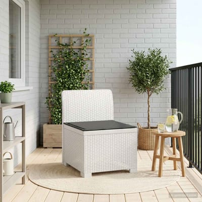 vidaXL - Eén-zits - Tuin - Sofa - met - Kussen - Rieten - Look - PP - Wit