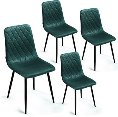 Lina® Elisia Eetkamerstoelen - Stoel - Groen - Set van 4 - Velvet