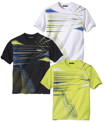 ATLAS FOR MEN - Set van 3 T-shirts met sportieve print - Heren - Verkrijgbaar in grote maten - 4XL