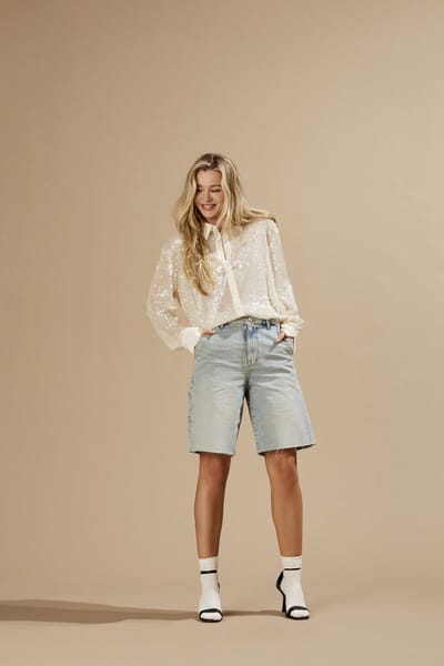 ONLY - ONLRUTH MW LOOSE LONG DNM SHORTS DOT - Dames - Bermuda shorts