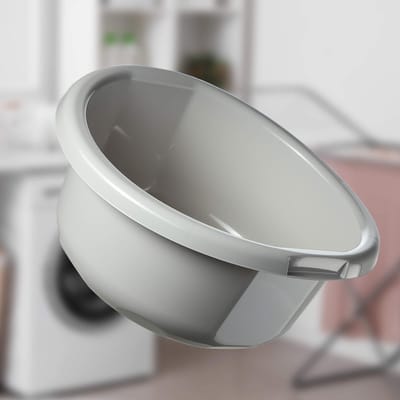 KADAX Kunststof kom, spoelbak in verschillende maten en kleuren, robuuste wasbak, universele kom, spoelbak voor badkamer, wasruimte (25 l, grijs)