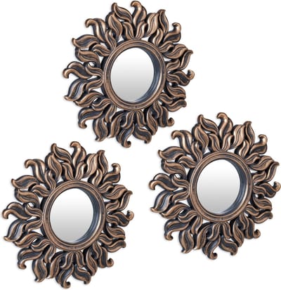 wandspiegel set van 3 - rond - Ø 24 cm - kunststof lijst - woonkamer - slaapkamer