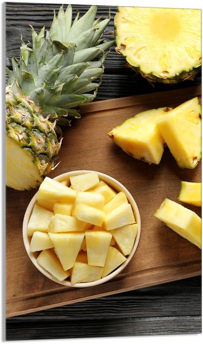 TMK ArtDeko - Snijplank - Ananas Motief - 30x52 cm - Gehart Glas