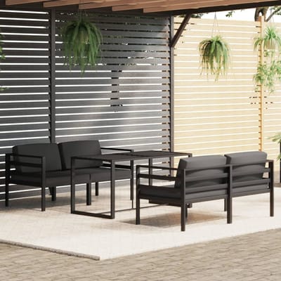vidaXL - 5-delige - Loungeset - met - kussens - aluminium - antracietkleurig