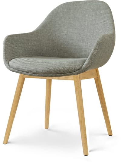 Nolon Nio-Mae Eetkamerstoel saliegroen - houten onderstel - scandinavisch - armstoel - stoffen - comfortabel