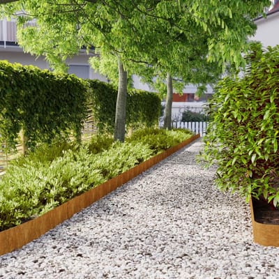 Gazonranden Cortenstaal - Tuinranden Flexibel - Tuin Afscheiden - Eenvoudige Montage - 10 stuks 15x103cm - Bruin